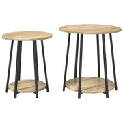 Bijzettafel set 2 stuks Sonoma Eiken/Zwart