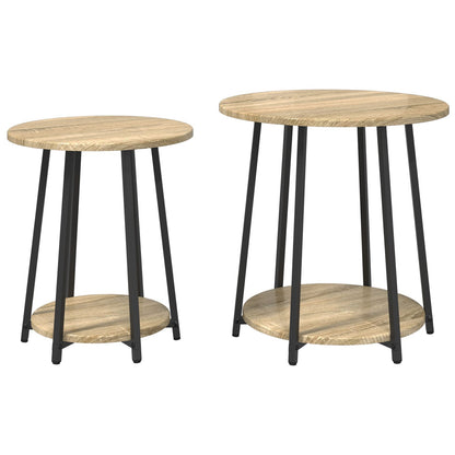 Bijzettafelset Van 2 - , Gelaagd Hout En Metaal Sonoma eiken