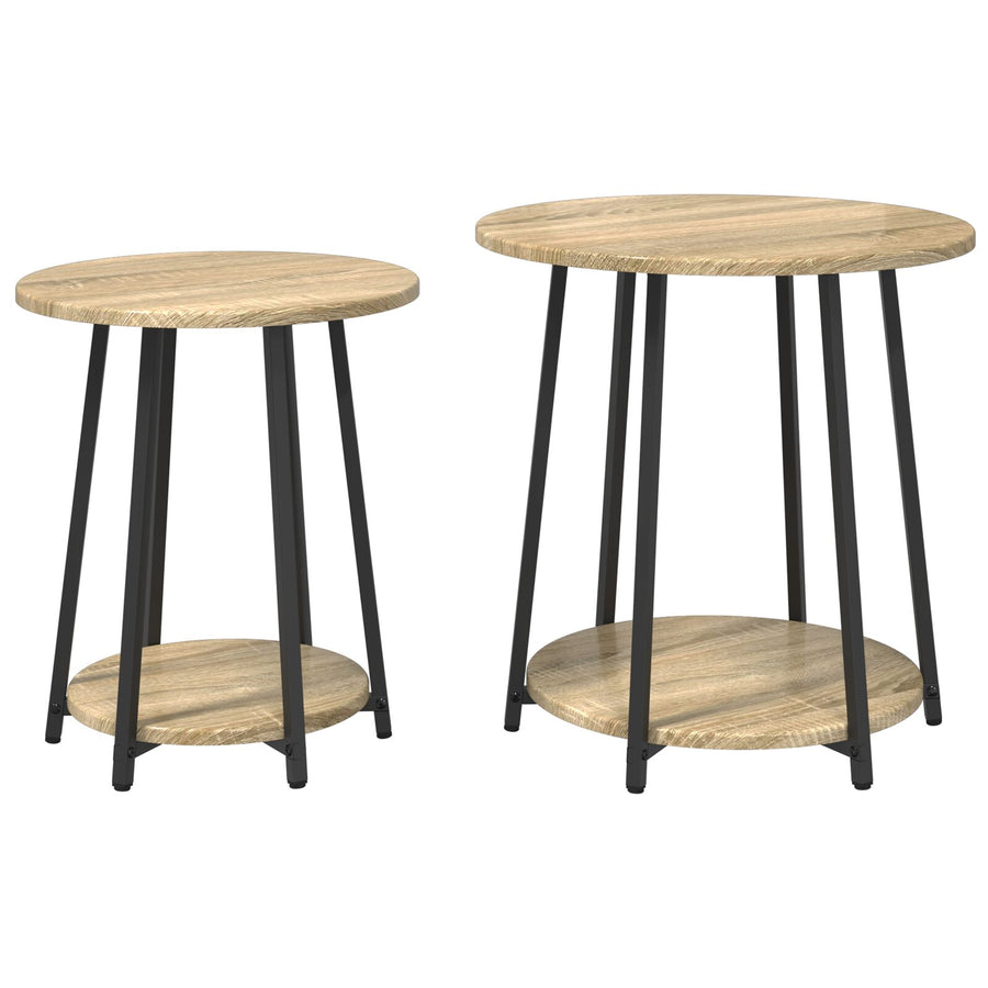 Bijzettafelset Van 2 - , Gelaagd Hout En Metaal Sonoma eiken