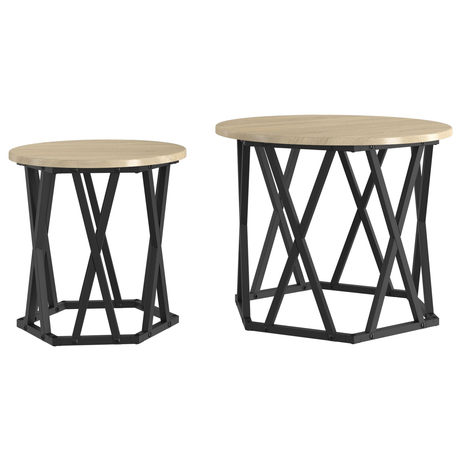 Nesting Bijzettafels 2 Stuks Engineered Hout Sonoma eiken