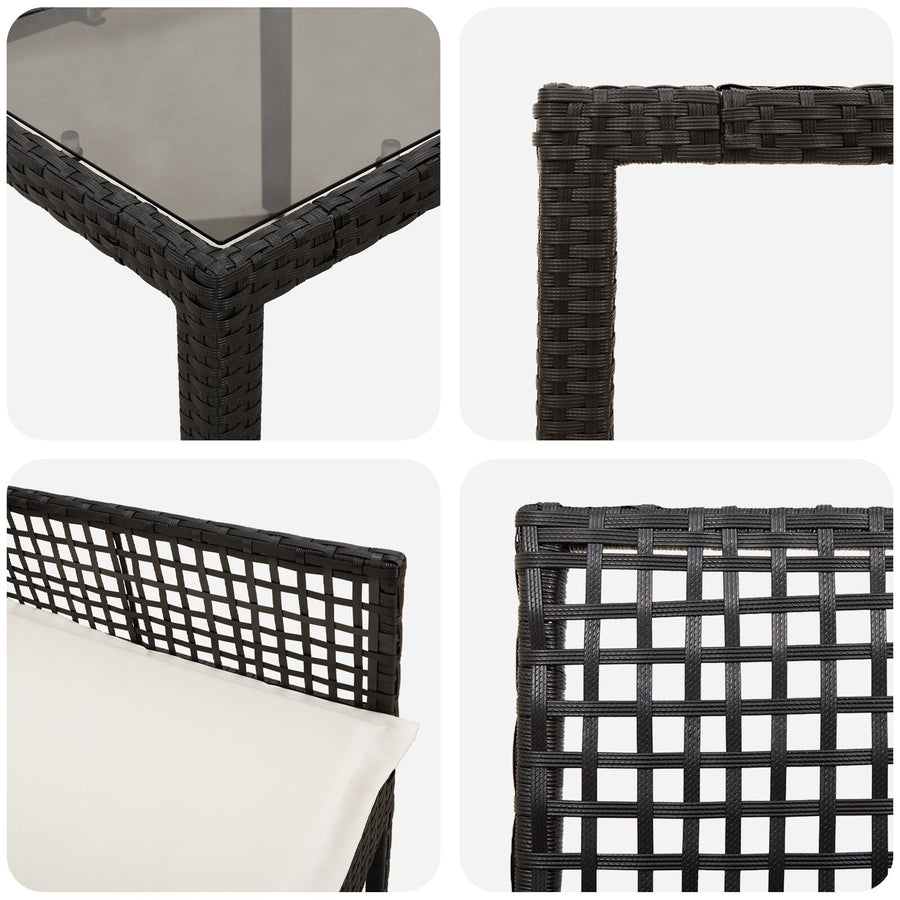 Tuin Eetset Van 7 Stuks Met Kussens Zwart Poly Rattan