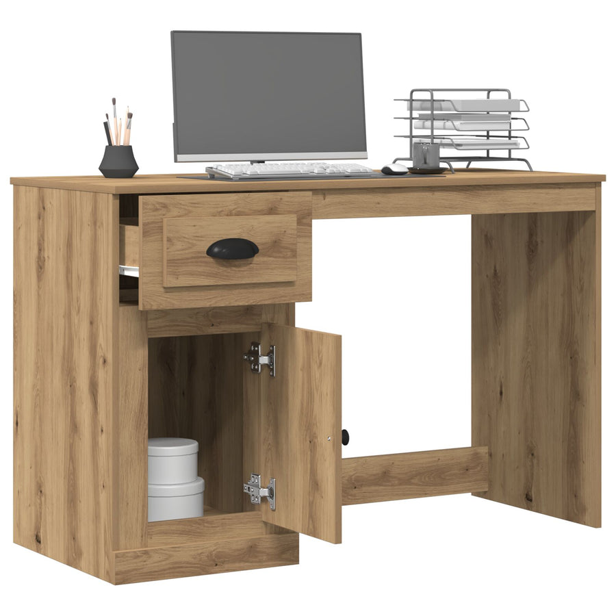 Bureau Met Opbergruimte 50X115X75 Cm Engineered Hout Artisan eiken