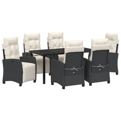 7-Delige Tuin Eetset Zwart Poly Rattan