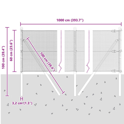 Gelast Draadhek Met 7 Posts Groen 0.6X10 M Staal Gegalvaniseerd Staal