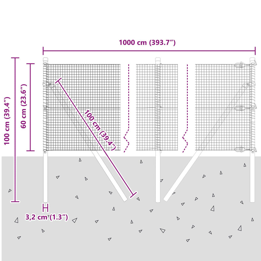 Gelast Draadhek Met 7 Posts Groen 0.6X10 M Staal Gegalvaniseerd Staal