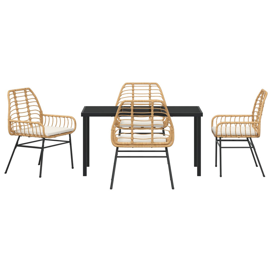 5-Delige Tuin Eetset Met Kussens Bruin Poly Rattan