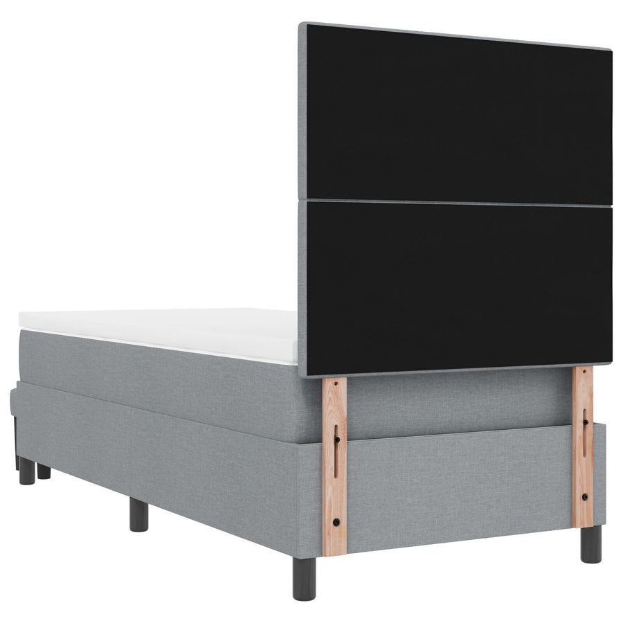 Boxspringbed Met Matras & Bankje Stof Lichtgrijs 80 x 200 cm Knopgeknopt