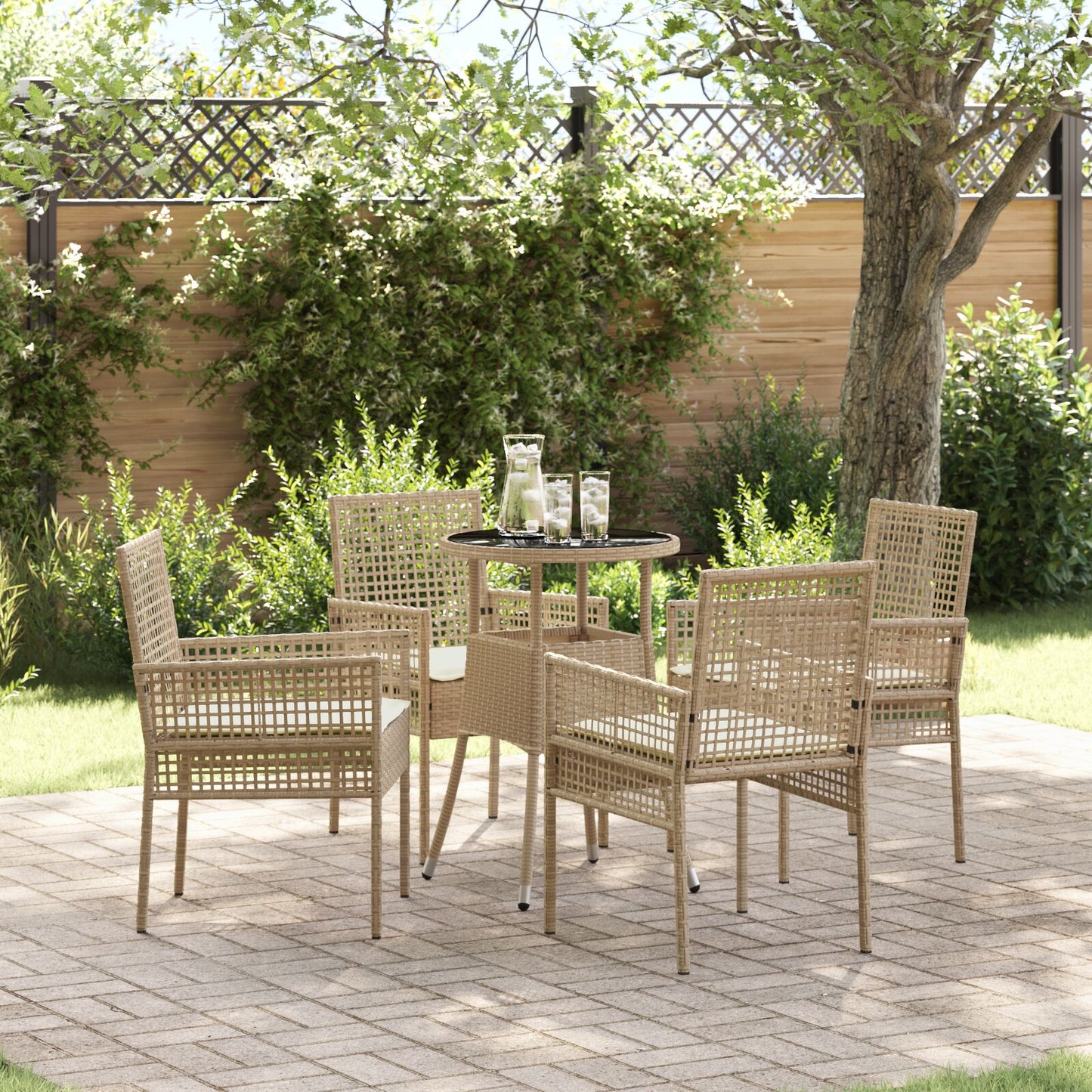 5-Delige Tuindining Set Beige Poly Rattan