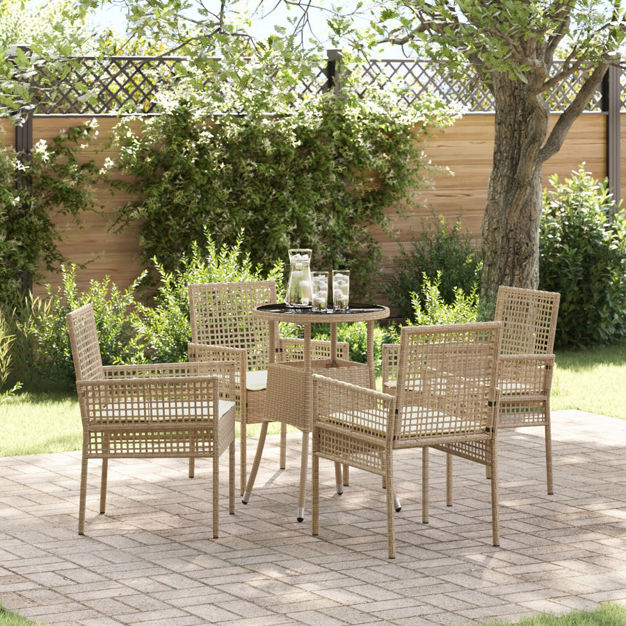 5-Delige Tuindining Set Beige Poly Rattan