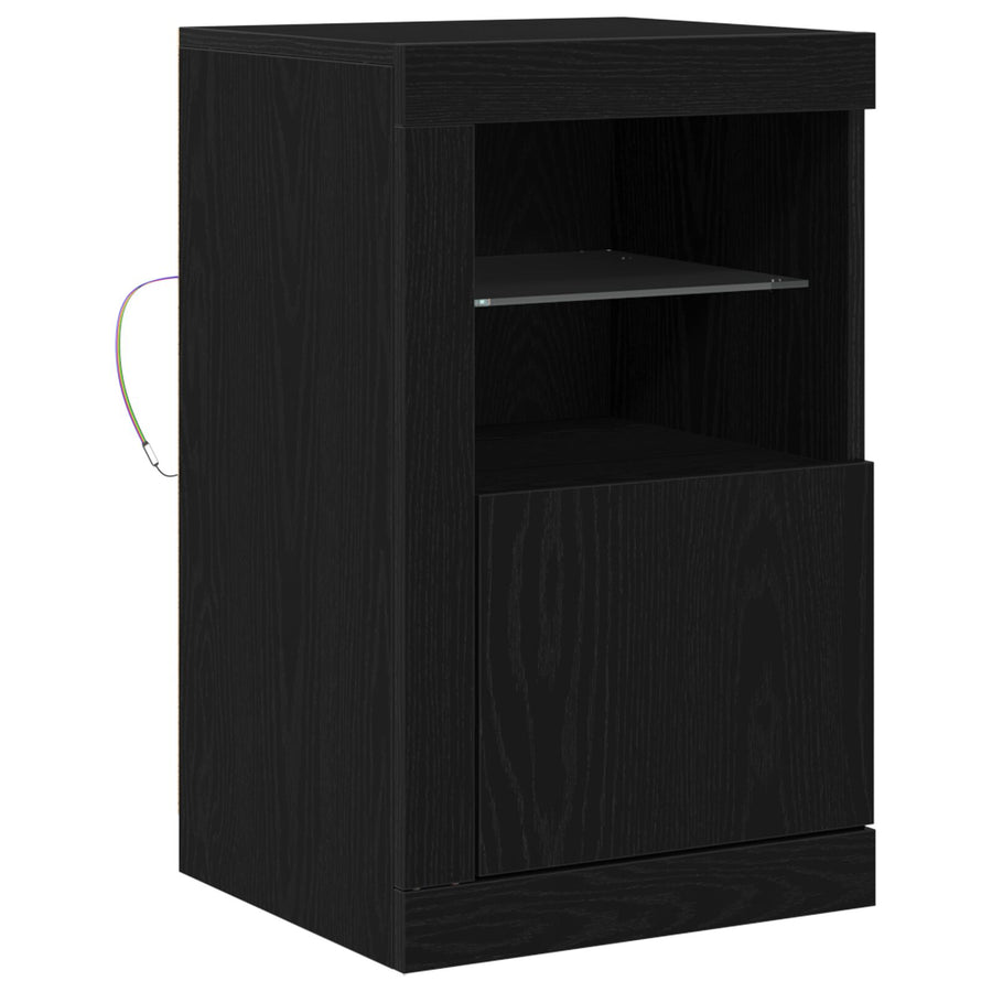 Tv-Meubel Met Led-Verlichting 41X37X67 Cm Zwart eiken