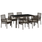 Tuinset poly rattan 7-delig bruin