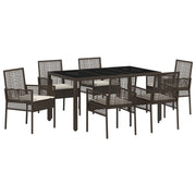 Tuinset poly rattan 7-delig bruin