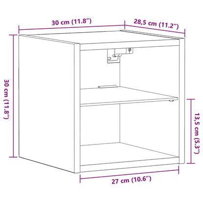 Led Tv-Kast Zwart Eiken 30X28,5X30 Cm Houtmateriaal