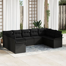 9-Delige Tuinsofa Set Met Kussens Poly Rattan Zwart zonder tafel