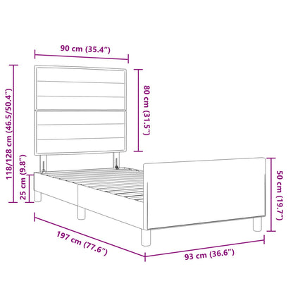 Zwarte Stoffen Bedombouw 90X190 Cm Crème