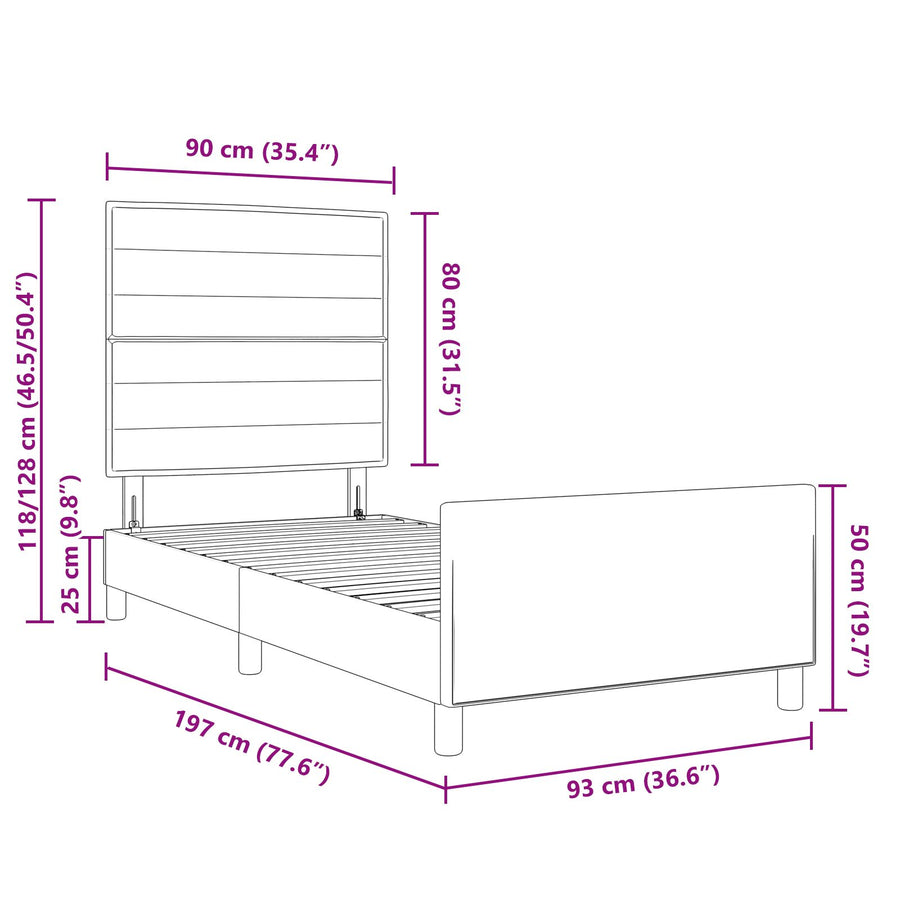 Zwarte Stoffen Bedombouw 90X190 Cm Crème