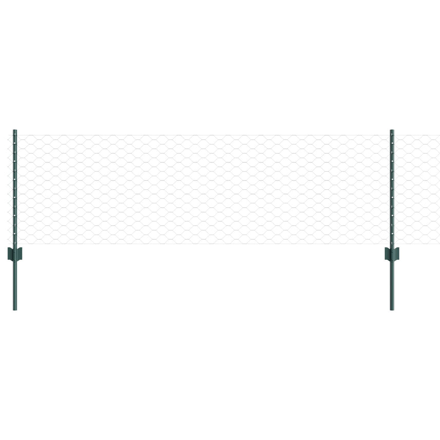 Omheining Posts 11 St U-Kanaal Groen 120 Cm Staal,  Zeshoekige Omheining Groen 0,6X10 M Staal