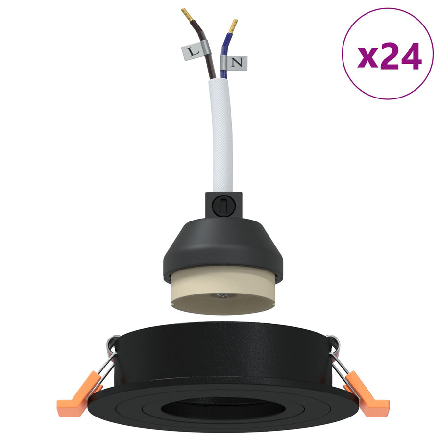 Ingebouwde Spotlights 24 Stuks Rond Gu10 Zwart Ø91 Mm