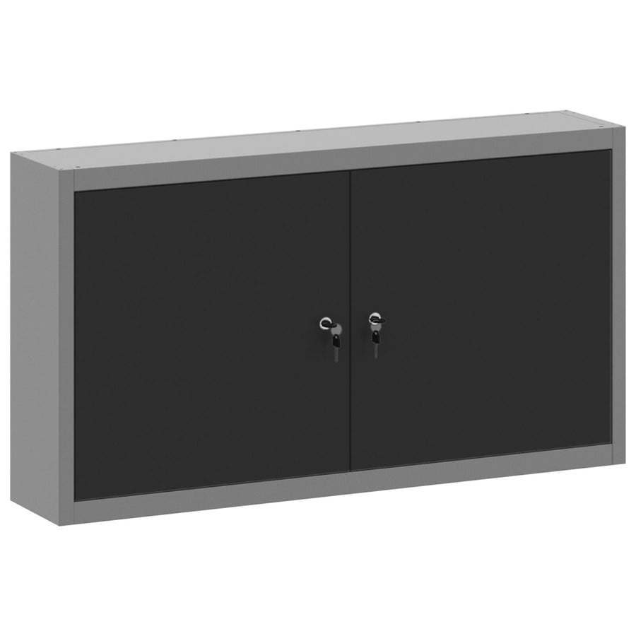 Gereedschapskast Wandmontage 100X20X55 Cm Staal 100 cm Zwart en grijs Muurkast