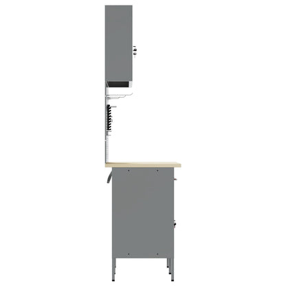 5-Delige Werktafelset Staal 2x (84 cm) Rood 2x kast + 2x pegboard + gereedschapskast