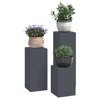 Buitenplantstands - 3-Delige Staal Set Anthraciet 3x (35/55/75 cm)