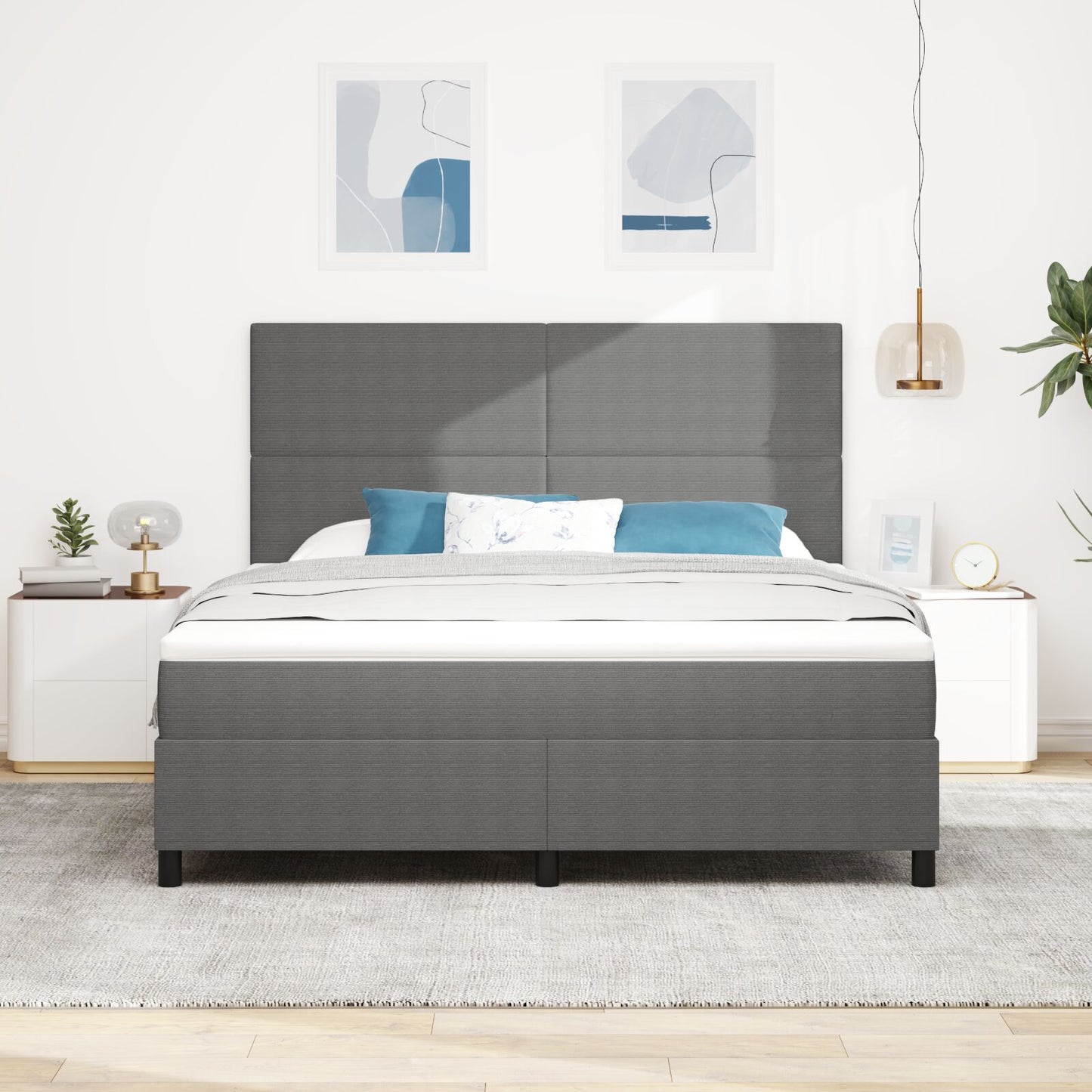 Boxspringbed Met Matras Donkergrijs Super King Korduroystof