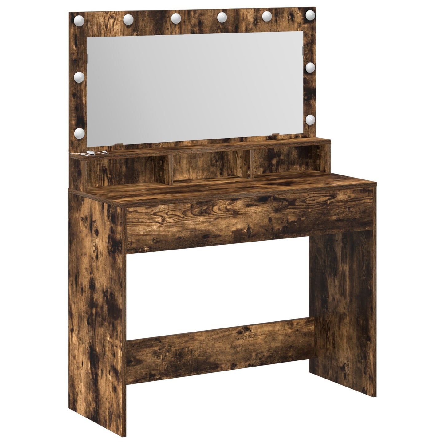 Make-Uptafel Met Led-Verlichting - Gerookt eiken 100 x 41 x 135 cm