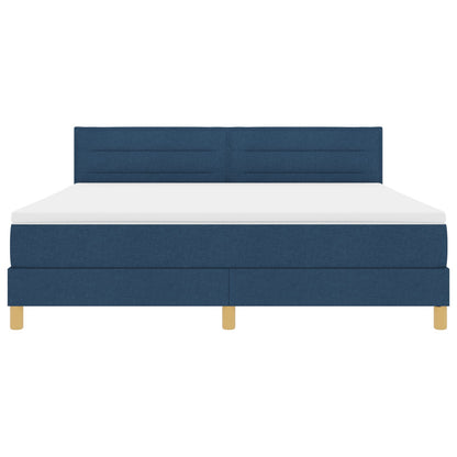 Boxspring Bed Met Matras Blauw 180X200 Cm Stof Crème