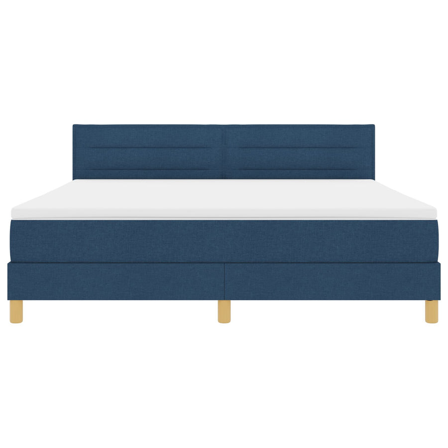 Boxspring Bed Met Matras Blauw 180X200 Cm Stof Crème