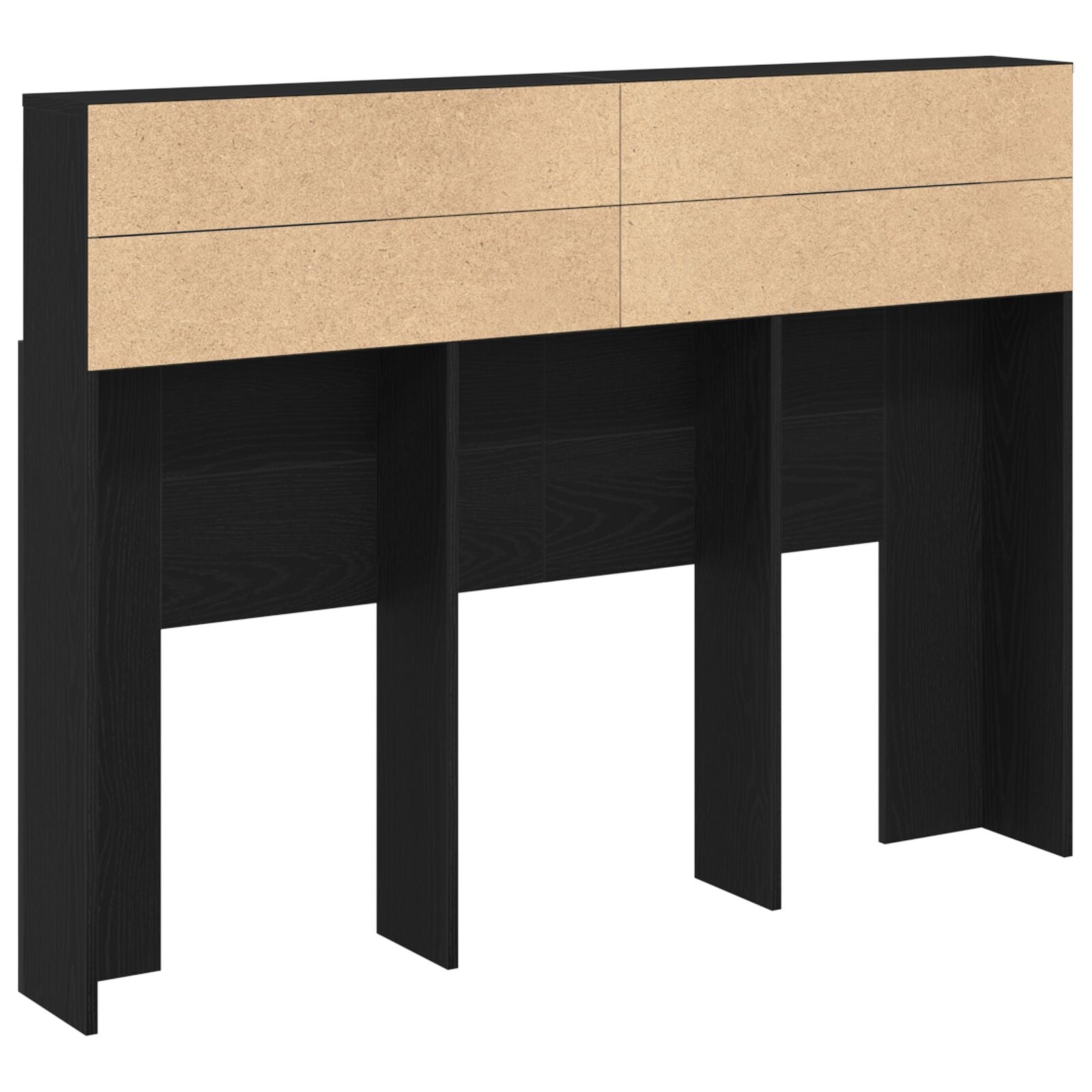 Hoofdbordkast - Zwart Eiken, 140X19X103,5 Cm, Gemaakt Van Bewerkt Hout