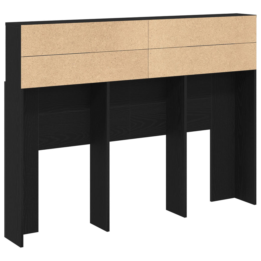 Hoofdbordkast - Zwart Eiken, 140X19X103,5 Cm, Gemaakt Van Bewerkt Hout