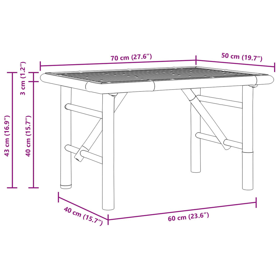 Salontafel Bamboe 70 x 40 x 36 cm