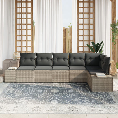 6-Delige Tuinbank Set Met Kussens Poly Rattan Lichtgrijs zonder tafel