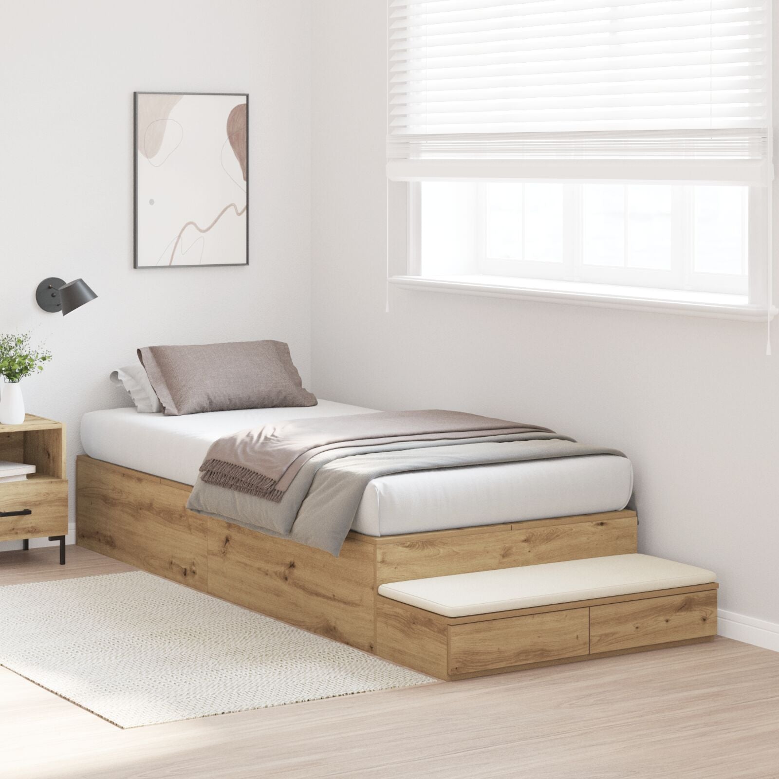 Opslag Bedframe Artisan Eiken Geïndustrialiseerd Hout Artisanaal Eiken