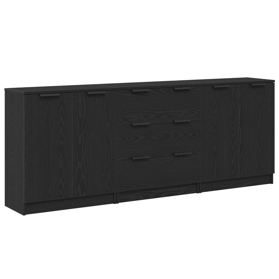 3-Delige Sideboards Engineered Wood Zwart eiken