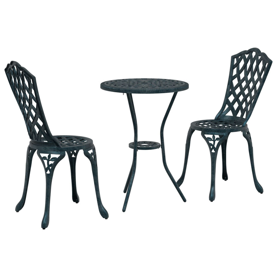 3-Delige Tuin Bistro Set E Gietaluminium Groen