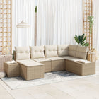 Garden Sofa Set with Cushions 6 pcs Beige and Cream poly rattan