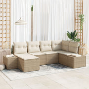Loungeset poly rattan 6 personen beige