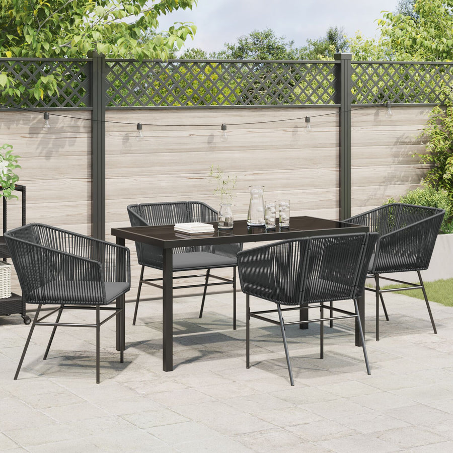 Set Van 3 Zwart Pe Rattan, Poedergecoat Staal Standaard