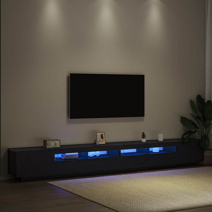 Tv-Meubel Met Led-Verlichting 300X35X40 Cm Geengineerd Hout Zwart eiken