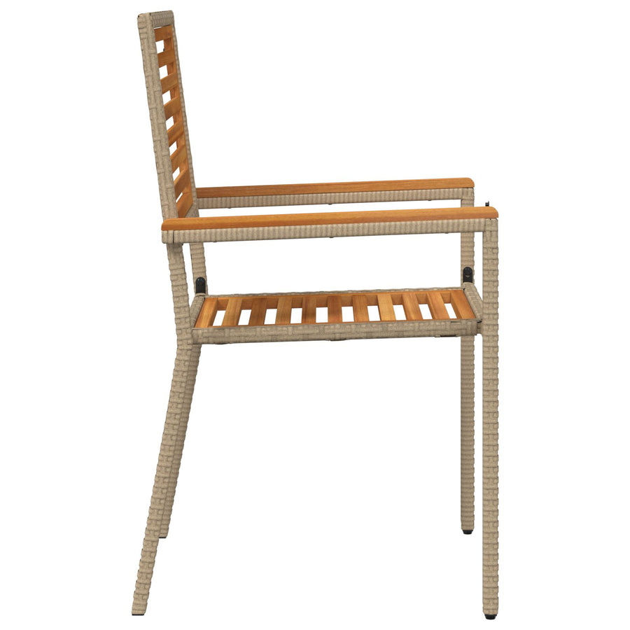 Stapelbare Tuinstoelen Met Kussens - 2 Stuks - - Poly Rattan Beige Hout