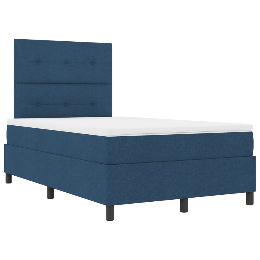Boxspringbed Met Matras In , Klein Dubbel Stof Blauw 120 x 190 cm Knoop tufted