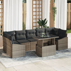 Tuinset poly rattan 8-delig grijs