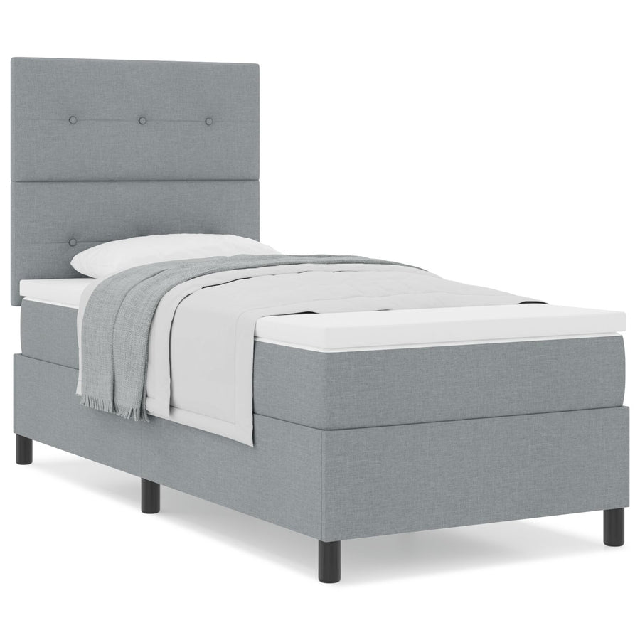 Boxspring Bed Met Matras Stoffen Lichtgrijs 90 x 200 cm Geknoopte knopen