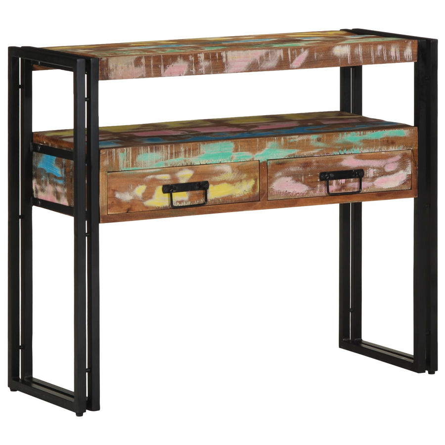 Bijzettafels Meerkleurig & Metaal 90 x 33 x 75 cm Massief gerecycled hout