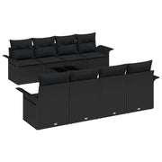 Garden Sofa Set with Cushions 9 pcs Black poly rattan