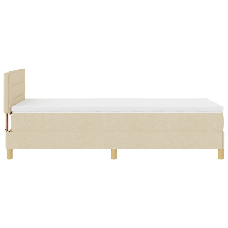 Boxspringbed Met Matras Stof Crème 80 x 200 cm Lijnen ontwerp