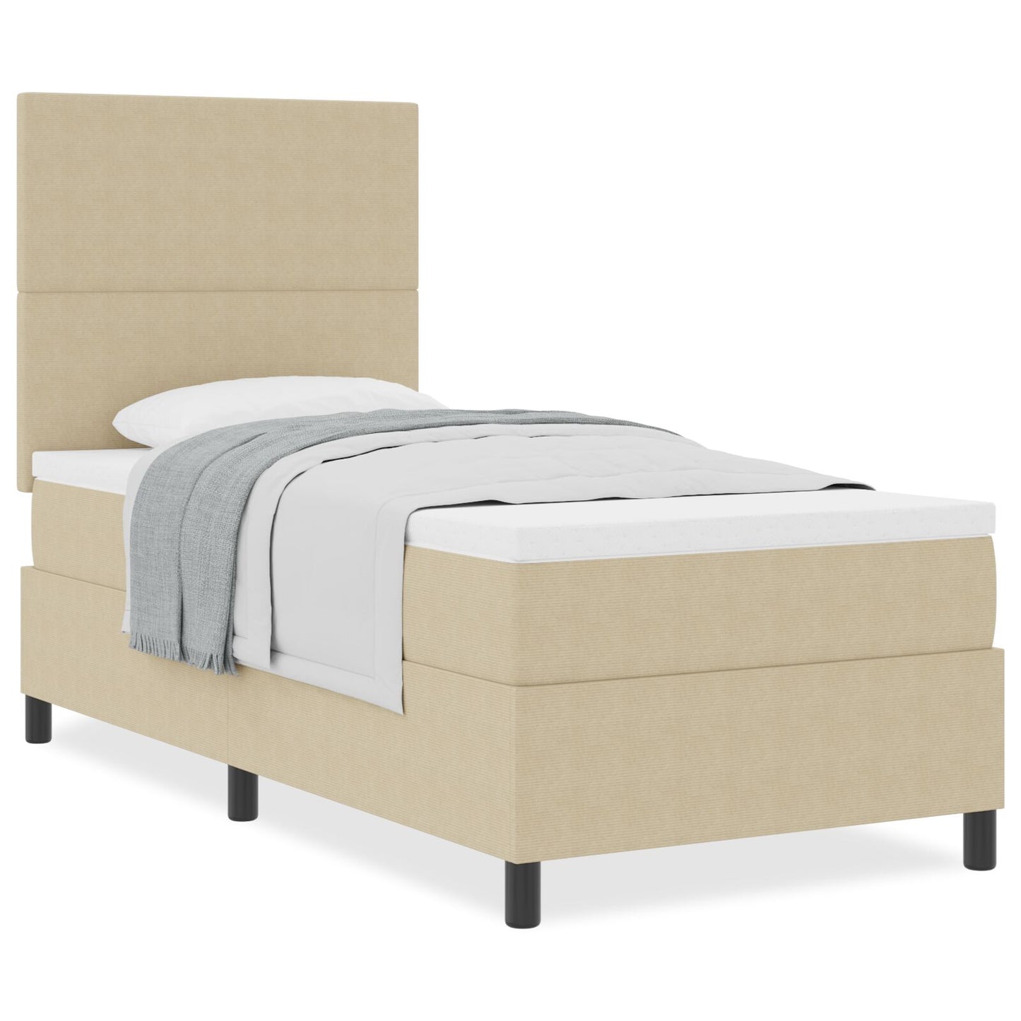 Boxspringbed Met Matras Lichtbeige 80X200 Cm Corduroy Stof