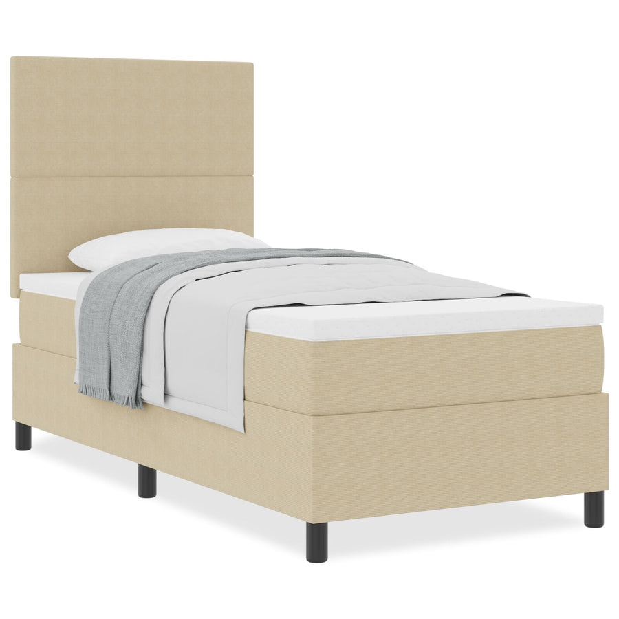 Boxspringbed Met Matras Lichtbeige 80X200 Cm Corduroy Stof