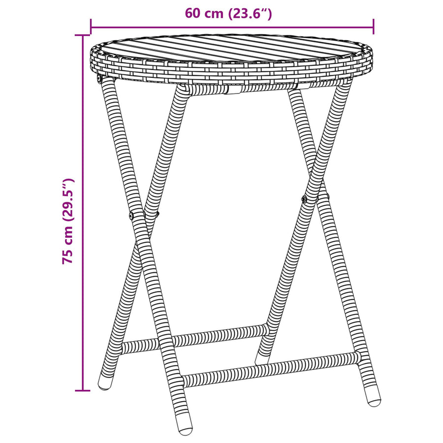3-Delige Bistroset Voor In De Tuin Met Kussens Zwart Poly Rattan